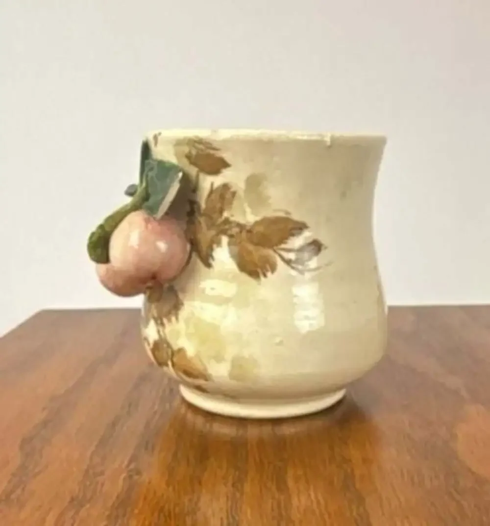 Vintage Italian Majolica Ceramic Bud Vase with Applied Fruit Motif